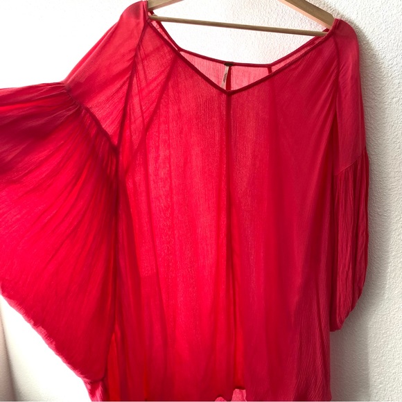 Free People Flowy Oversize Tunic Top Xs Rayon Billowy Sleeves Boho - Picture 6 of 16